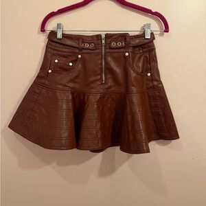 Pilcro Brown Flared Mini Skirt
